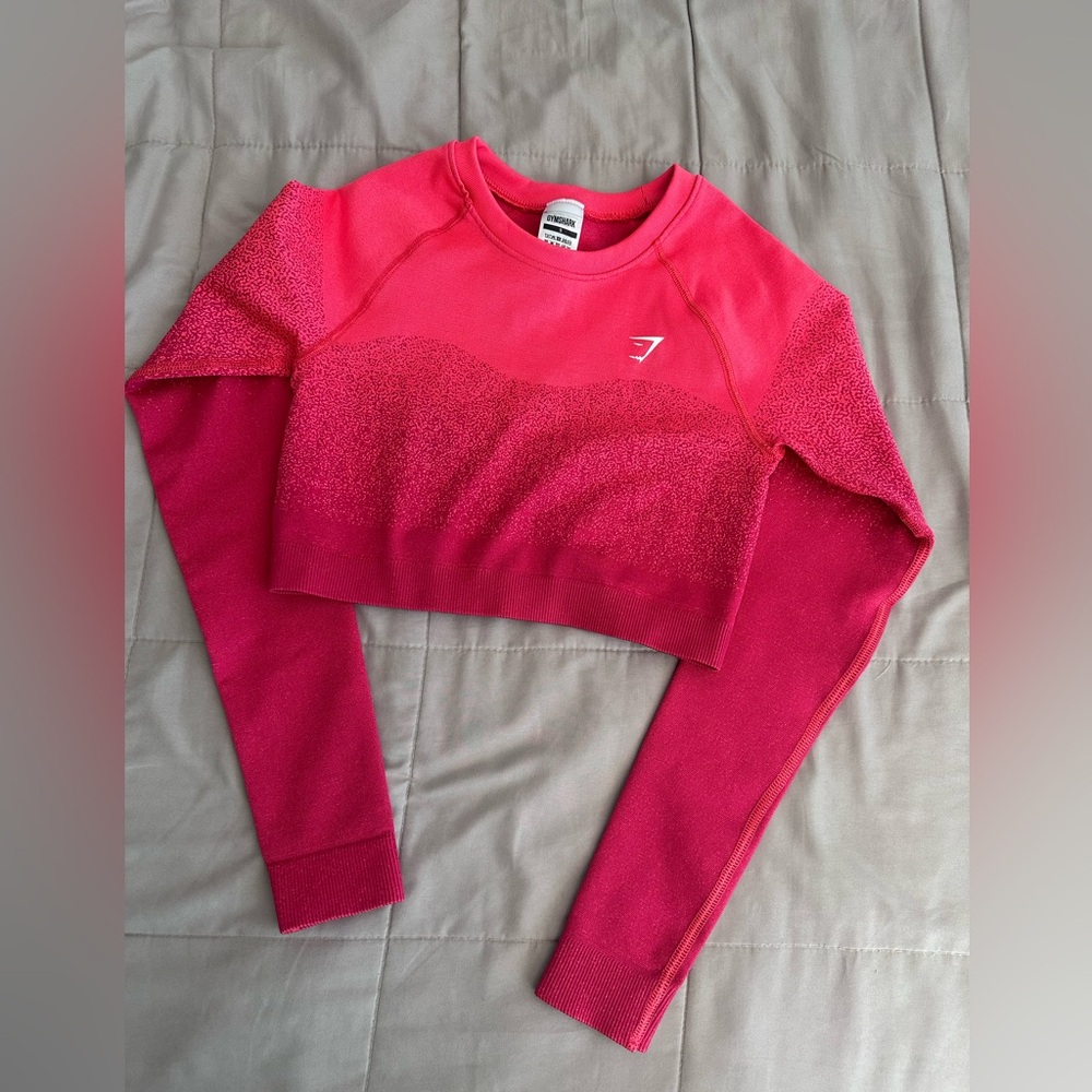 GYMSHARK WOMENS PINK SMALL CROP TOP
